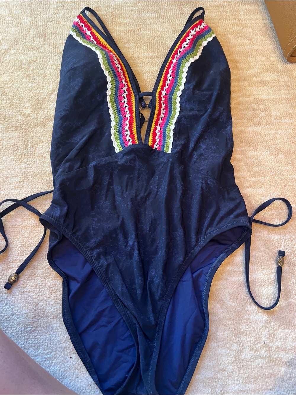 Nanette Lepore Navy One-Piece Swimsuit with Multicolor Trim